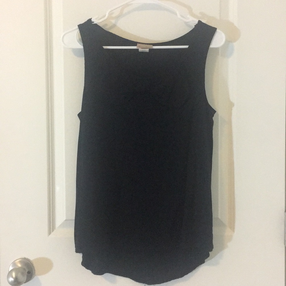 Black tank top blouse with bow detail